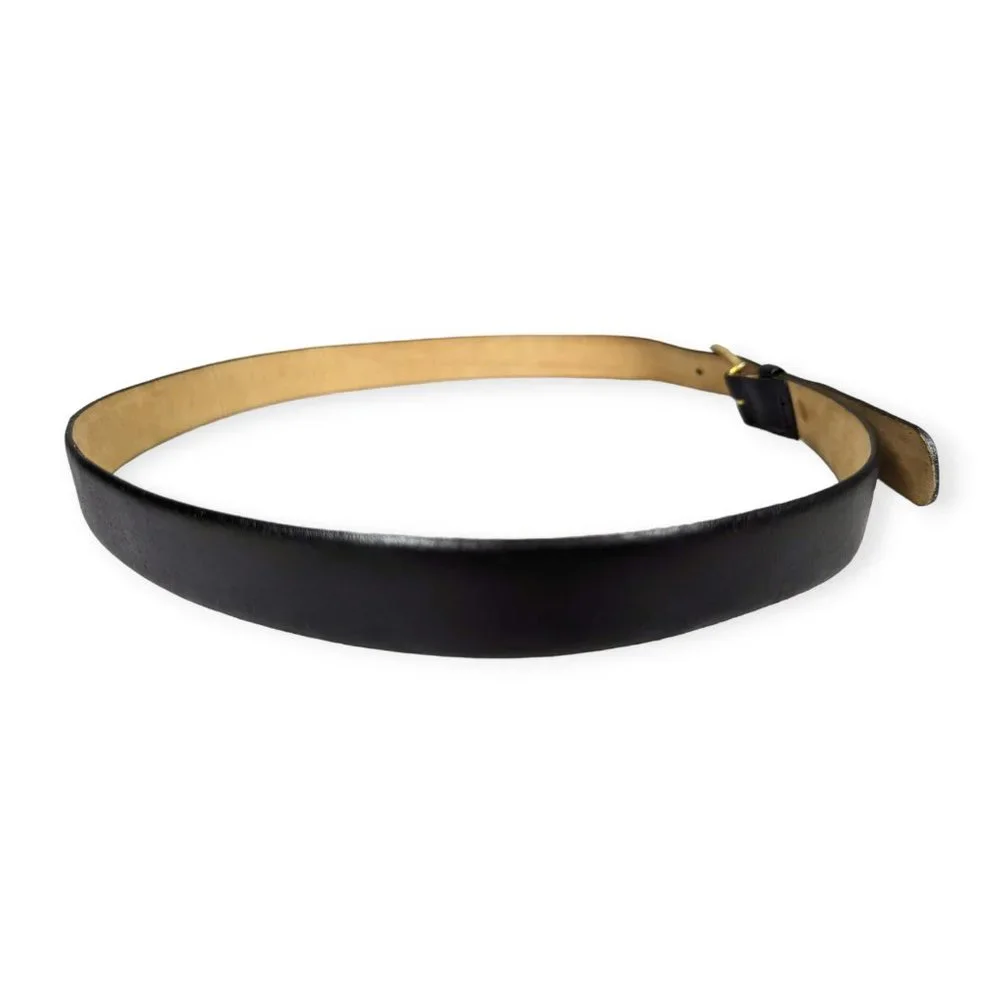 Pierre Cardin Black Leather Belt with Brass Buckle Size 40